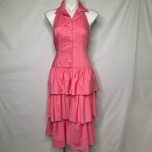 Vintage Blythe House Pink Halter Ruffle Dress